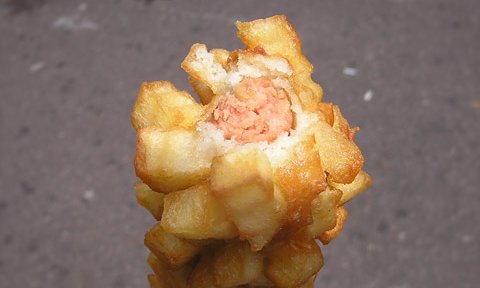 フライドポテトなホットドック [French fry coated hot dog]