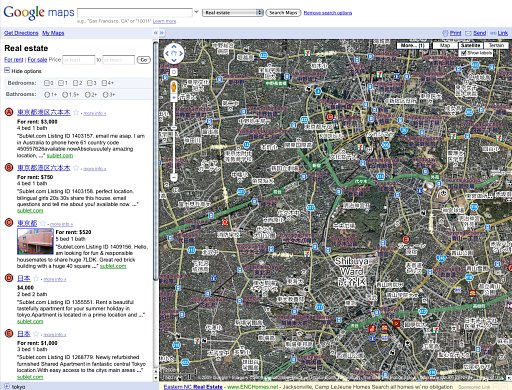 Google Mapsで日本の不動産情報の検索(Real estate in Google Maps)
