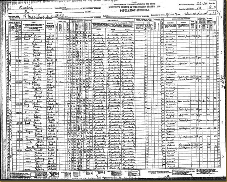 Sarah Wagers in 1930 Census
