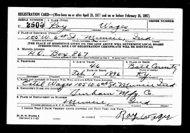[U.S. World War II Draft Registration Cards, 1942 about Roy Wages[9].jpg]