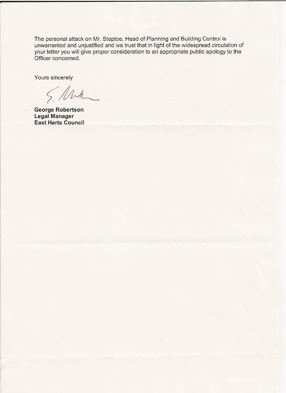 Reply from East Herts District Council