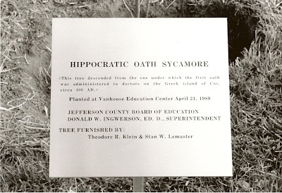 Hippocratic Oath tree plaque