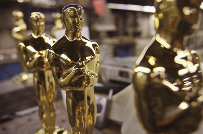 CHICAGO - JANUARY 23: Oscar statuettes sit on a workbench in the plating room at R.S. Owens & Company January 23, 2008 in Chicago, Illinois. R.S. Owens manufactures the Oscar statuettes which are presented at the annual Academy Awards by the Academy of Motion Picture Arts and Sciences. This year's awards are scheduled to be presented February 24.  ()
