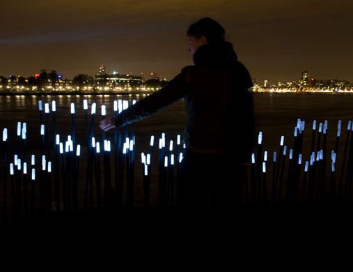 Riverside lights in the Netherlands