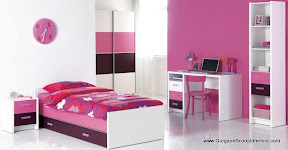 Pink, White and Black color combination, Beds with storage Space and a side table, Almirah, Study Table &amp; Show case makes room bigger and clean and wider. Tipically on Girl Pattern.