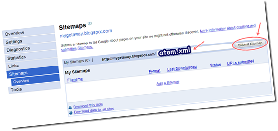 4.การทำ Sitemap ให้ Blogger