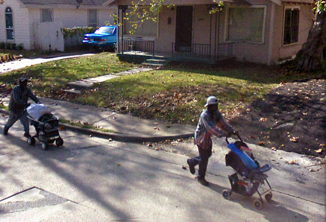 google streetview men pushing strollers