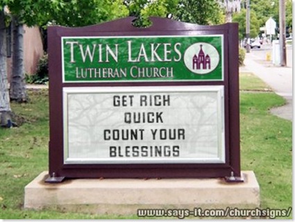 churchsign get rich quick count your blessings