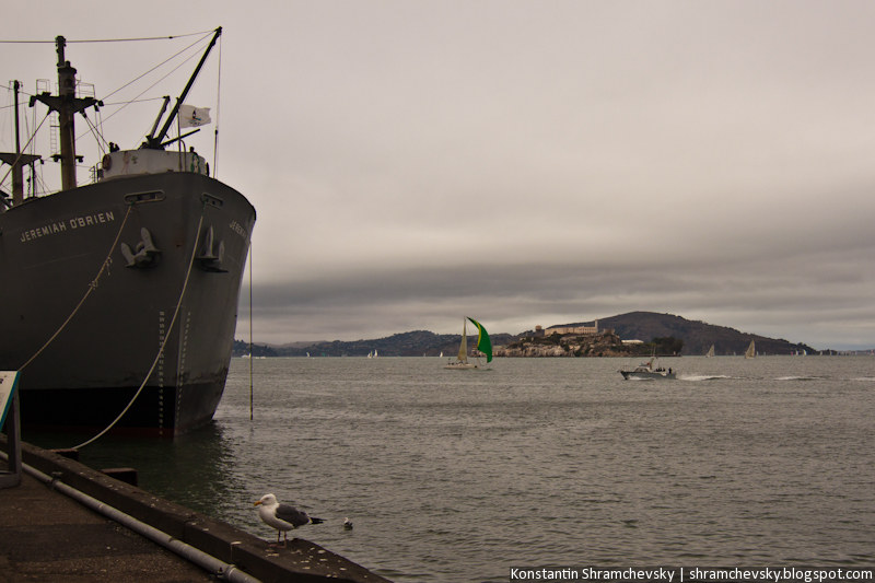 USA California San Francisco Liberty Ship Cargo SS Jeremiah O'Brien Alcatraz Prison США Калифорния Сан Франциско Грузовой Корабль Свободы Либерти Шип Джеремия О'Брайен Алькатраз Тюрьма Аль Капоне