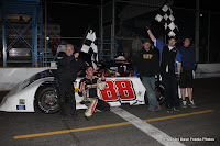 #88 TJ Woolsey and crew celebrate feature win at Barrie Speedway, June 13, 2009