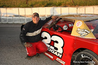 #23 Paul Milligan ready for the feature at Sunset Speedway, July 5, 2008