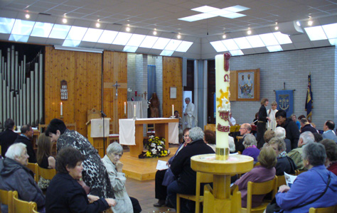 Congregation gathering at St Andrew's.