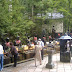 Buddhist statues. The people were splashing water at them.