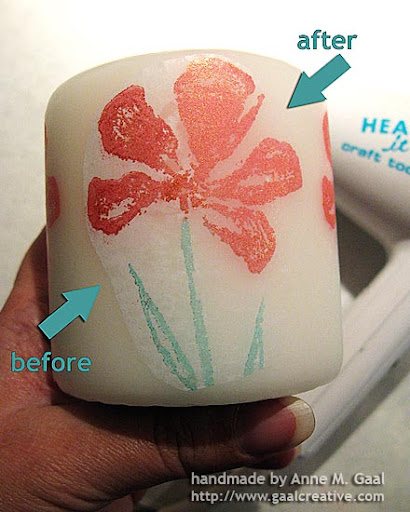 Melting the tissue paper into the candle Melting the tissue paper into the candle