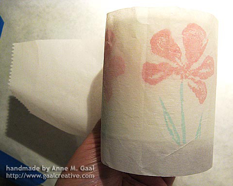 Use parchment to hold the tissue paper in place without burning your fingers Use parchment to hold the tissue paper in place without burning your fingers