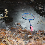 Batminton-, tennisrackets en een skon bos!
