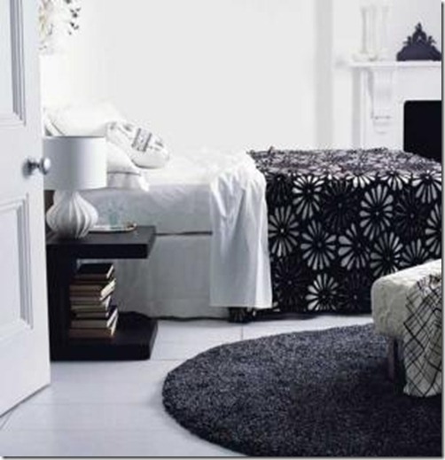 black and white bedroom