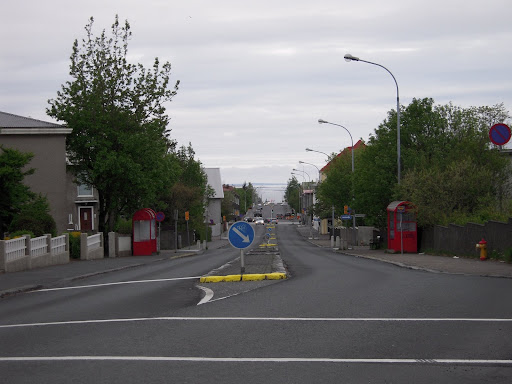 Looking down a street towards the bay, southwesterly.