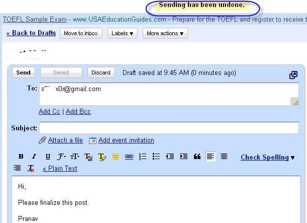 GMail Undo Sent GMail Undo Sent