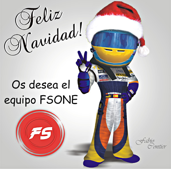 fsone 2008 Фернандо Алонсо в рождественской шапке Renault