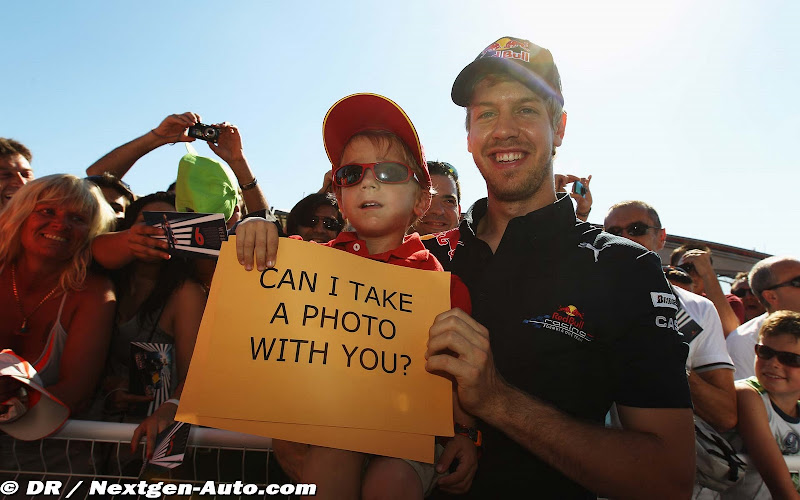 Can I take photo with you boy with Sebastien Vettel