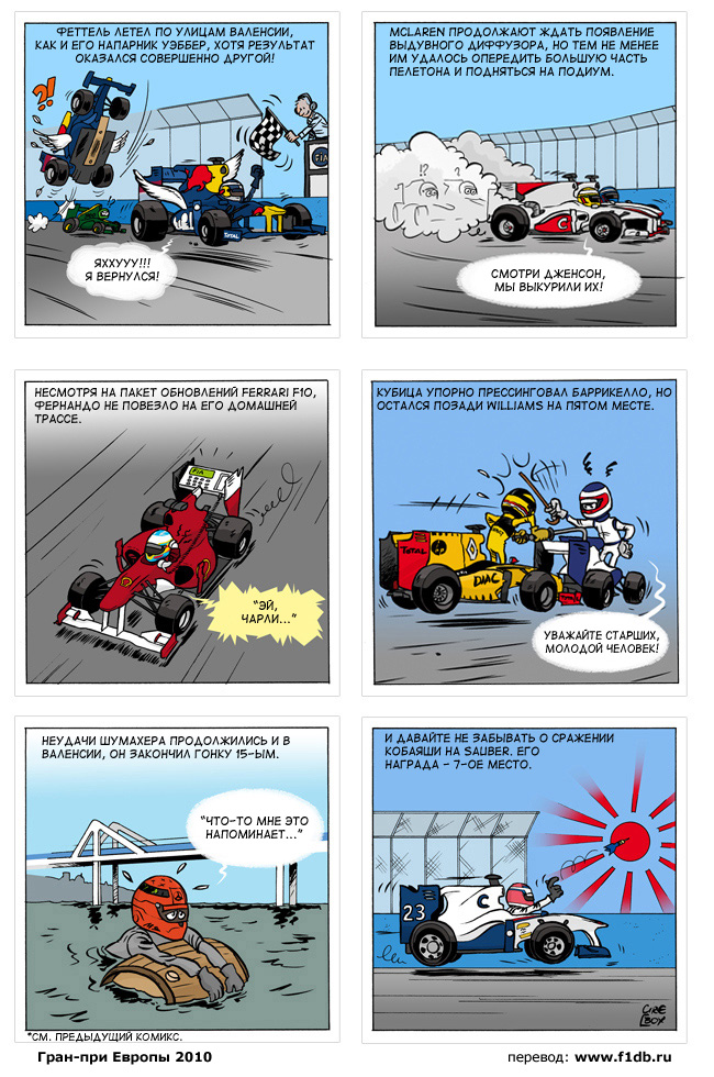 комикс Cirebox по Гран-при Европы 2010