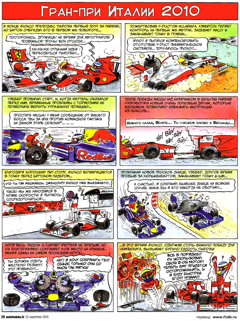 комикс Fiszman по Гран-при Италии 2010