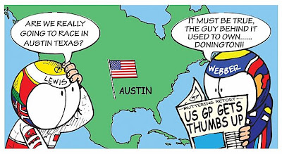 комикс Jim Bamber про Гран-при США в Остине