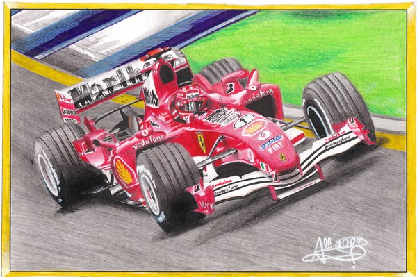 рисунок Михаэль Шумахер Ferrari на Гран-при Австралии 2005