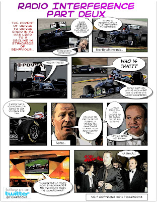 The continuing story of bad behaviour in F1 when drivers can talk to each other in the race via F1Cartoonz