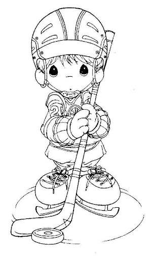 Hockey player – precious moments coloring pages