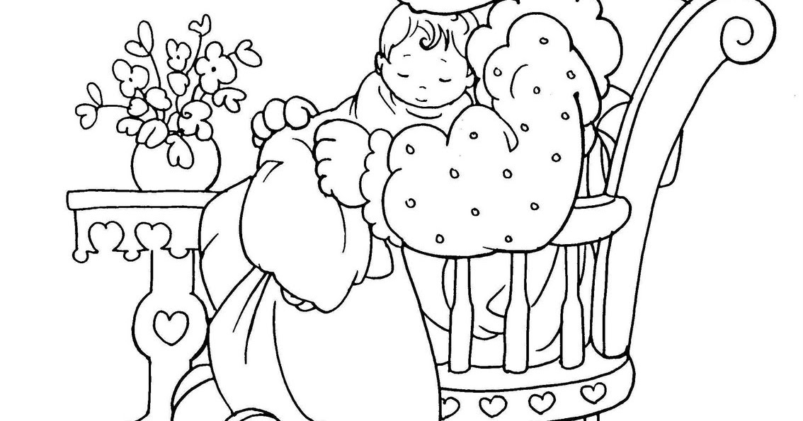 Mom and baby coloring page | Coloring Pages