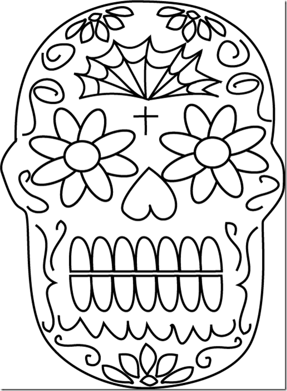 Dibujo para colorear de calaveras de día de muertos