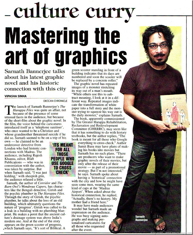 Deccan Chronicle Chennai Chronicle Dated 25042011 Page 20 Harappa People Graphic Novel
