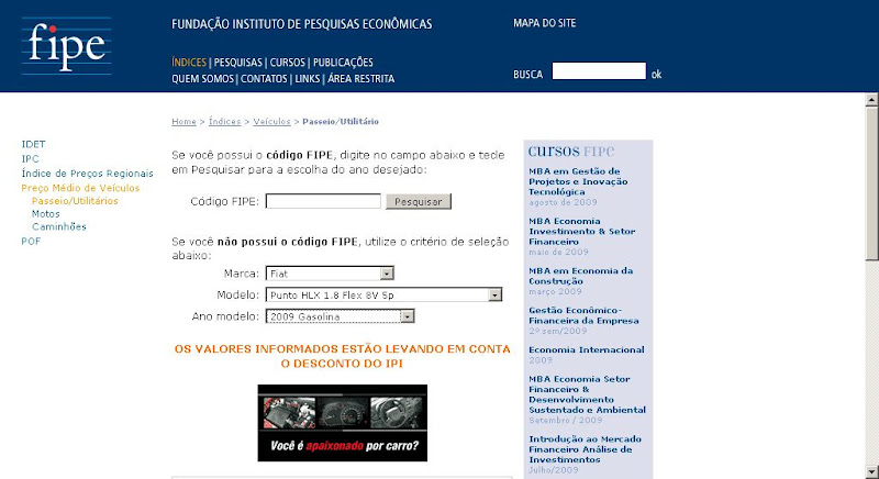 Tabela Fipe: preos mdios de carros, utilitrios