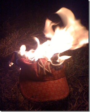burning yankee hat