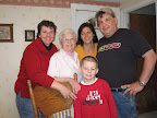 Lori, Claire (Mom), Stacy, David & James at Sunday dinner at Mom's