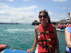 Stacy on the way to our Yacht for the cruise