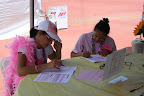 Stacy & Anna filling out Cancer Prevention Study-3 Paperwork