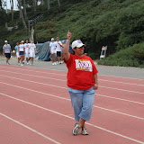 Relay for Life manager, Silvana Vargas leads the final lap and chant