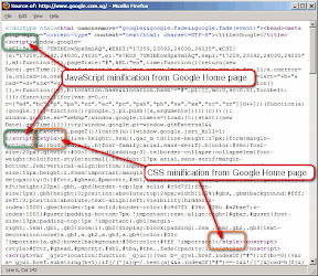 Google Home Page CSS JS minification