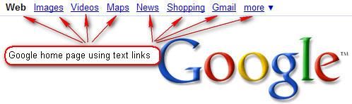 Google home page using text links