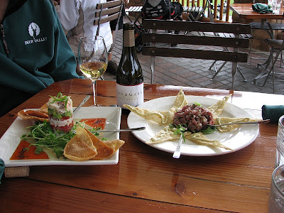 The appetizer spread, along with one of the save-the-day jackets.