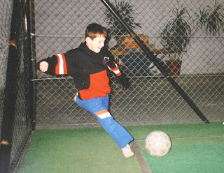 Lionel Messi takes a corner kick on his 8th birthday