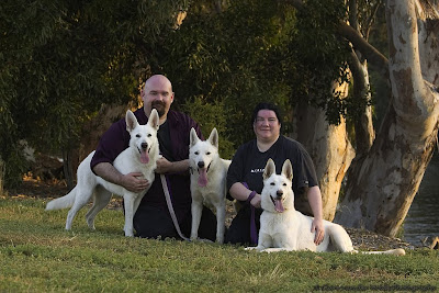 Fanuilos Kennel, with Scott, Michelle; Sovereign Park Minerva (Elli), Alpinarc Envy Me (Freyja) and Fanuilos Girls Got Rhythm (Zarah)