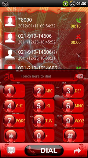 GOContacts theme Red Valentine