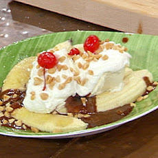 Grilled Banana Splits with Hot Fudge and Rum Caramel Sauce