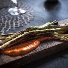 Grilled Scallions With Romesco Sauce