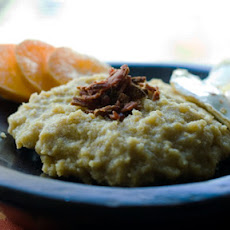 Maple Cinnamon Polenta w/ Crumbled Bacon & Red Pepper Eggs
