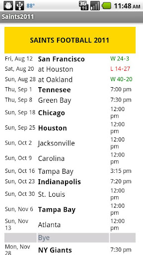 Saints Football Schedule